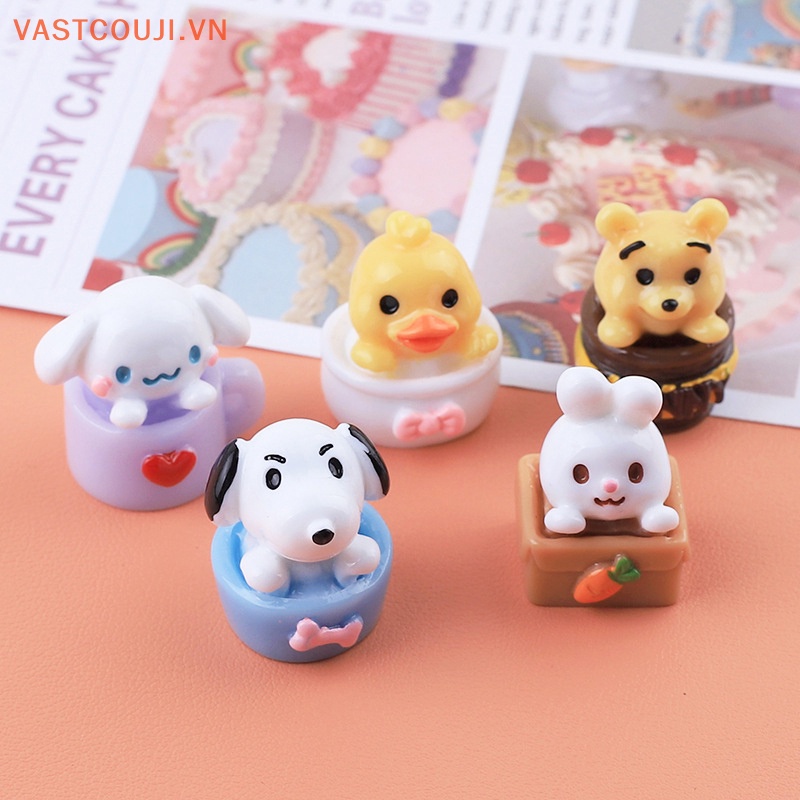 Bộ 2 Kẹp Tóc Hình Cốc / Động Vật 3D DIY Bằng Nhựa Resin Trang Trí Điện Thoại / Tủ Lạnh