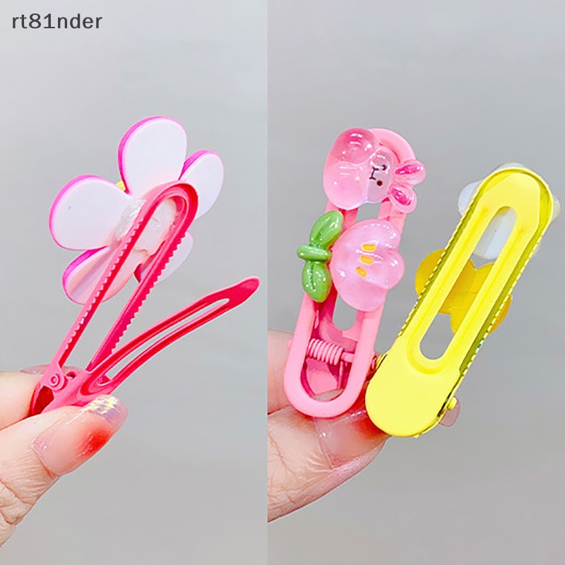 Rt Bộ 3 Kẹp Tóc Mái Ngang In Họa Tiết Hoa Hoạt Hình Dễ Thương Dành Cho Bé Gái