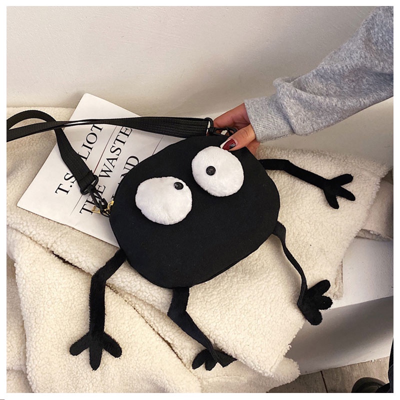 BEIBAOBAO  Túi đeo chéo vải canvas hình tròn nhỏ nhắn phong cách Hàn Quốc thời trang cho nữ