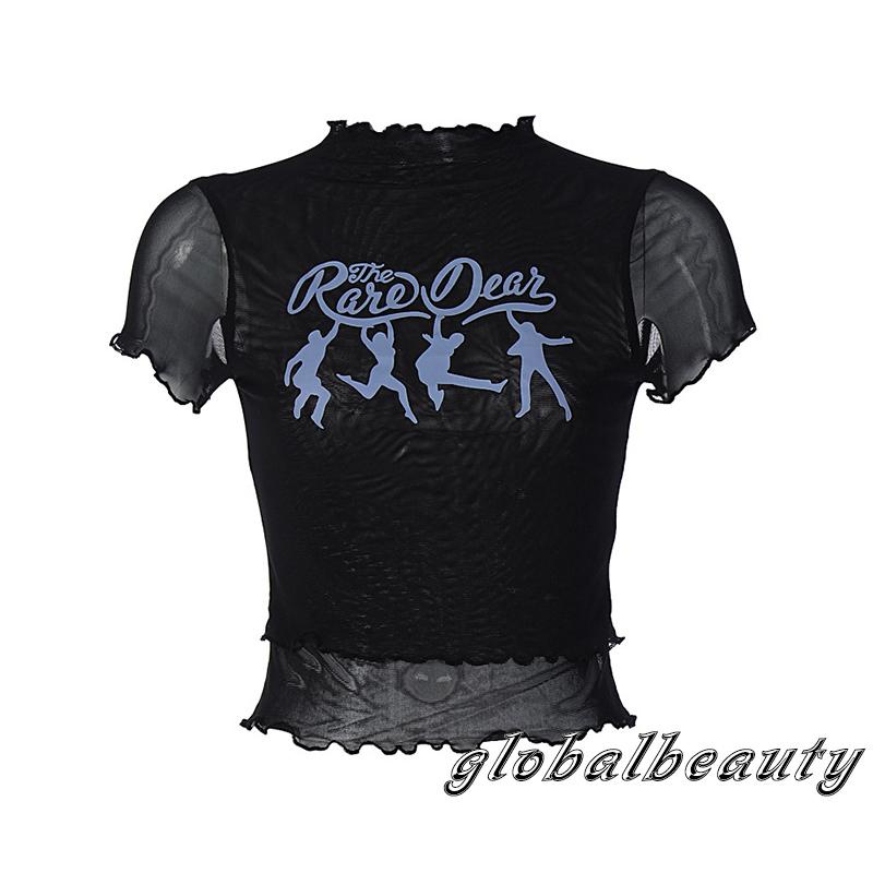 Áo Thun Crop Top Tay Ngắn In Chữ Lettuce Trim Thời Trang Mùa Hè Cho Nữ