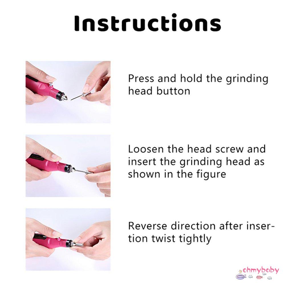 [OMB] Máy Mài Điện Khoan Mini Sạc Usb Bút Dụng Cụ Cho Móng Tay [Z/10]