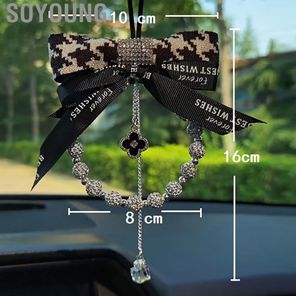 Soyoung Rear View Mirror Ornament  Bowknot Car Rearview Charm Portable Exquisite for Decor