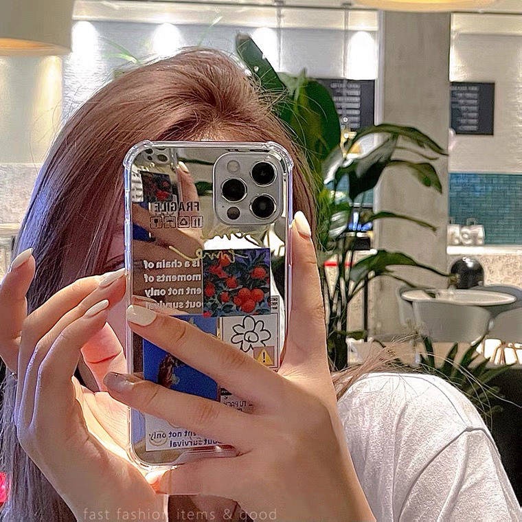 Iphone11 Phone Case 12pro Female Xr Iphone X Mirror 14-Sided Xsmax Drop-Resistant 67 All-Inclusive 13 Silicone 8plus l4Hj