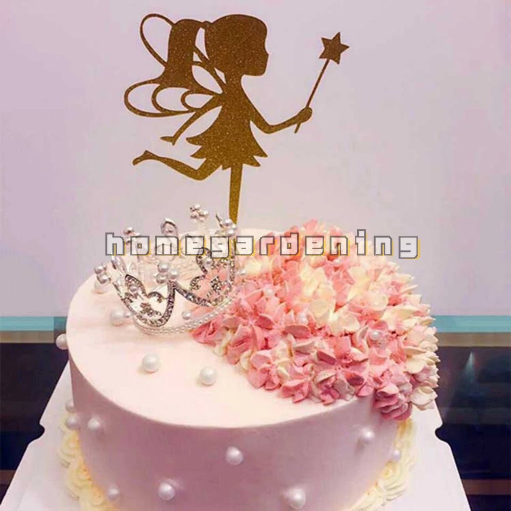 Topper Trang Trí Bánh Kem Hình Vương Miện Bằng Kim Loại Lấp Lánh