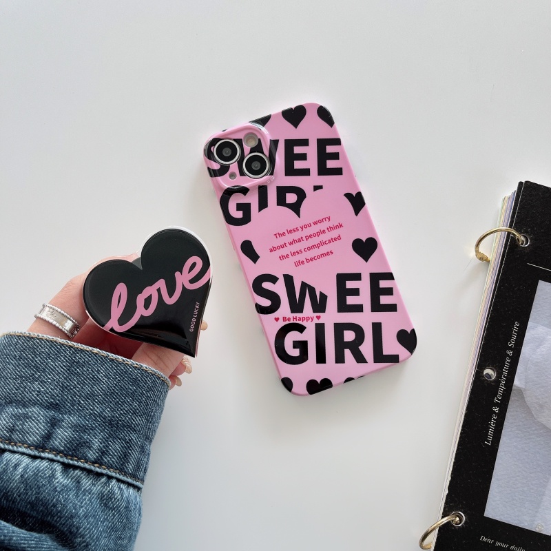 Ốp Điện Thoại Dẻo Màu Hồng / Xanh Dương In Chữ Love 3D Chống Sốc Kèm Giá Đỡ Cho iPhone 14 13 12 11 Pro Max 14 Plus
