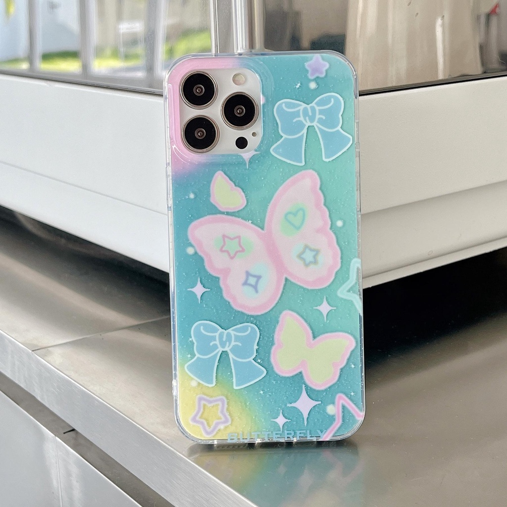 Ốp Điện Thoại TPU Mềm Trong Suốt Chống Sốc Họa Tiết Bướm Cho iPhone 14 13 12 11 Pro Max