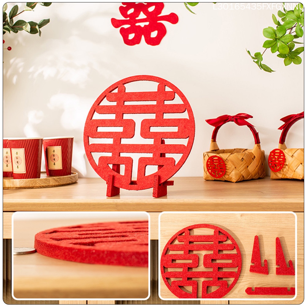 Phụ Kiện Trang Trí Bàn Tiệc Cưới Hình Tròn Màu Đỏ Sang Trọng