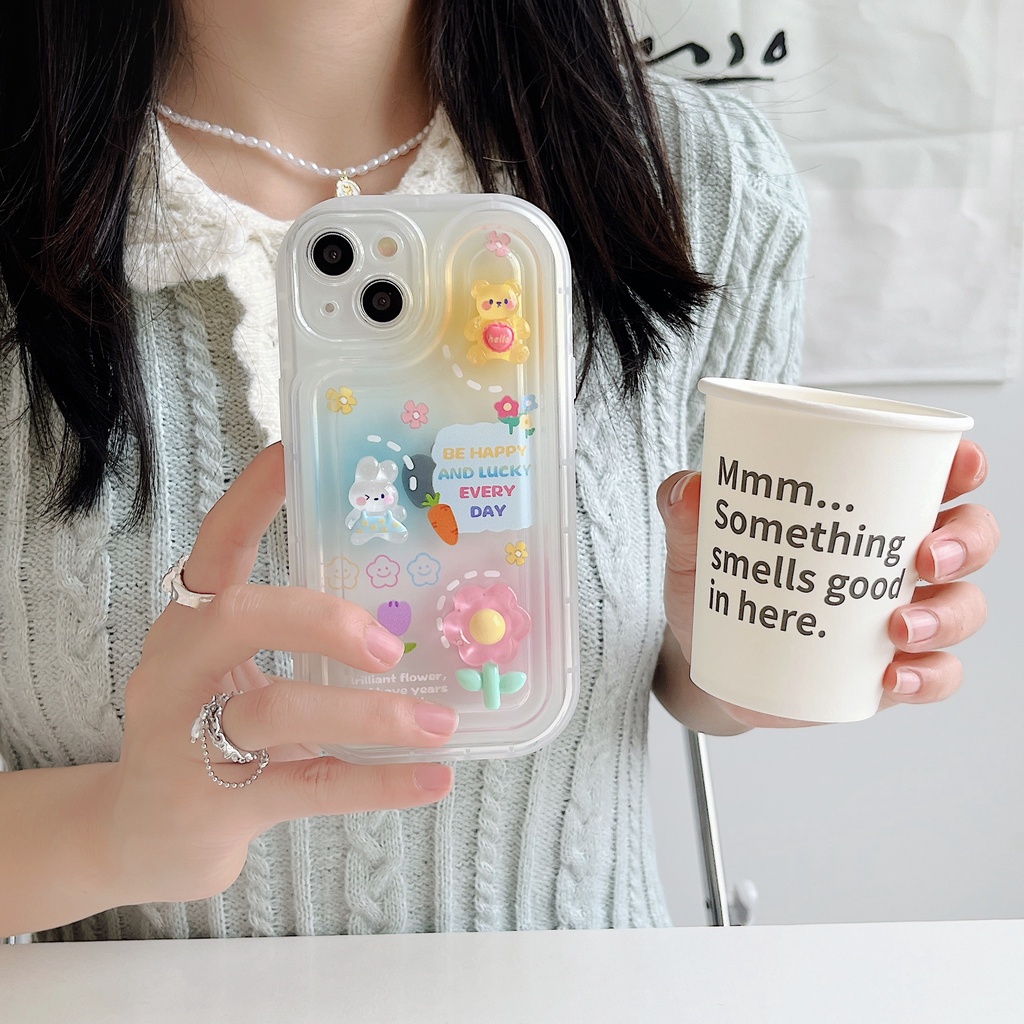 Ốp Điện Thoại TPU Dẻo Trong Suốt Họa Tiết Hoạt Hình Dễ Thương Chống Sốc Cho iPhone 14 Plus 13 12 11 Pro Max