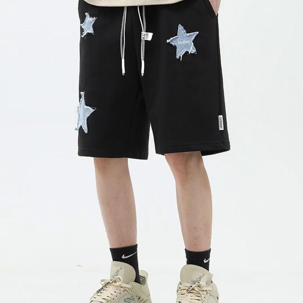 Quần Short Dây Rút Thêu Họa Tiết Ngôi Sao Phong Cách Mỹ Thời Trang Mùa Hè Cho Nam Và Nữ
