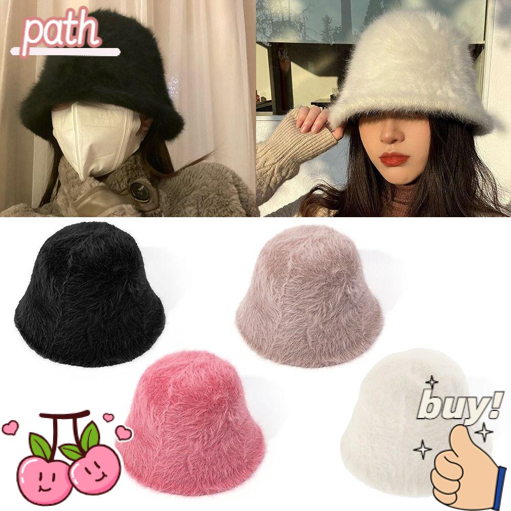 PATH Mũ Bucket Nhung Lông Mềm Mại Thời Trang Mùa Đông Dành Cho Nữ