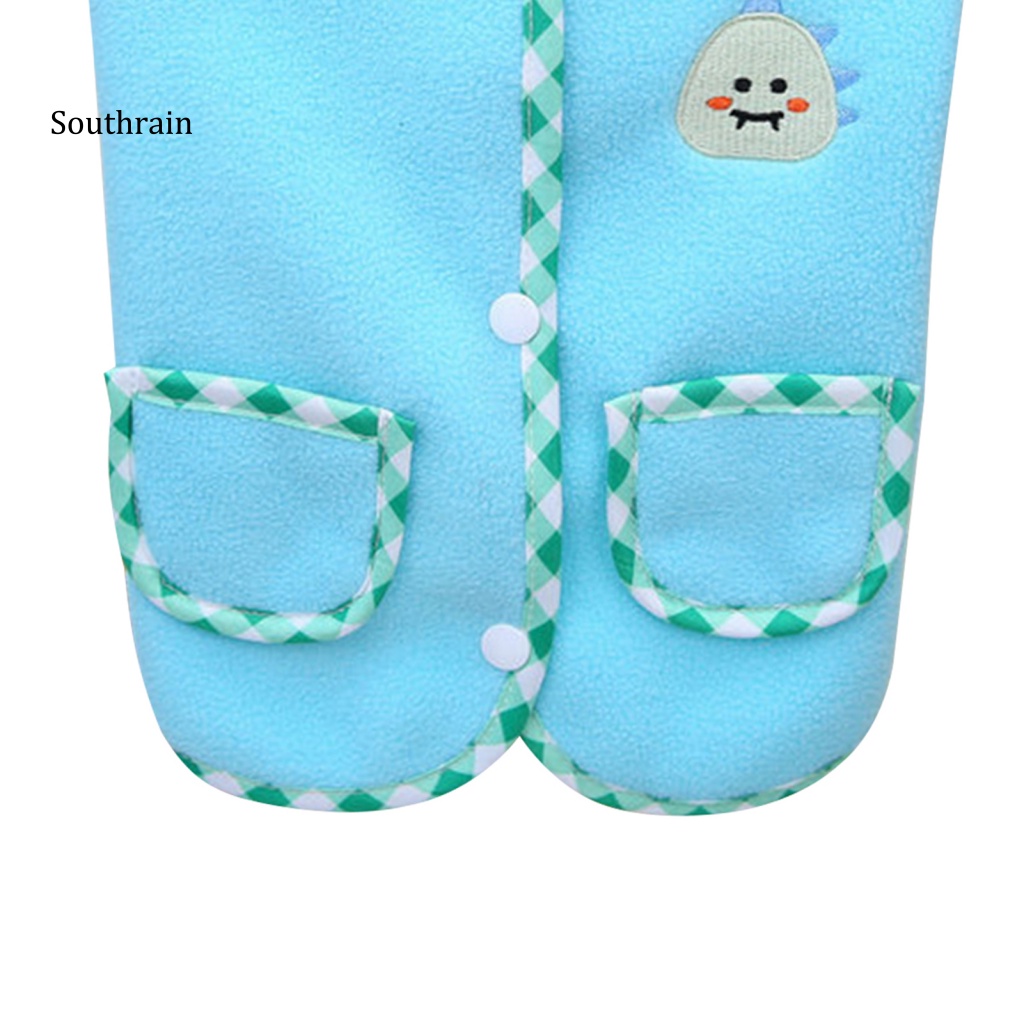 Áo Khoác Cardigan Không Tay Giữ Ấm Mùa Thu Đông Hai Lớp Cài Nút Họa Tiết Hoạt Hình Dễ Thương Có Túi Đôi Cho Cún Cưng