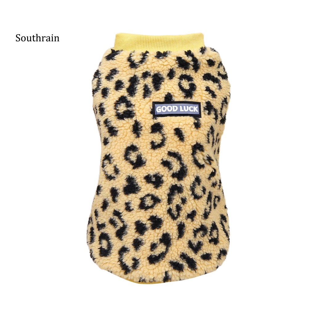 Áo Khoác Vải Polyester Mềm Giữ Ấm In Họa Tiết Da Báo Quyến Rũ Thoải Mái Cho Cún Cưng