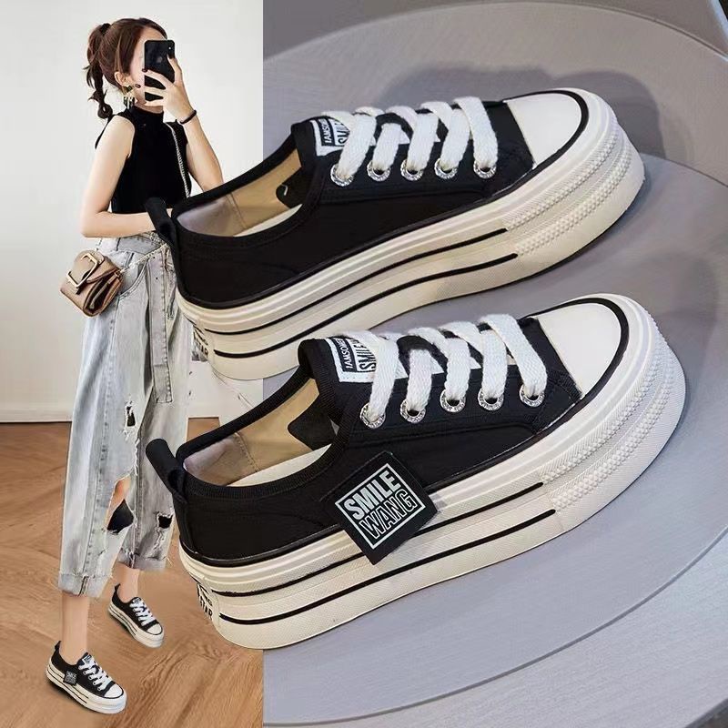 Giày Thể Thao Nữ Đế Dày Tăng Chiều Cao Mũi Tròn Size 35-43