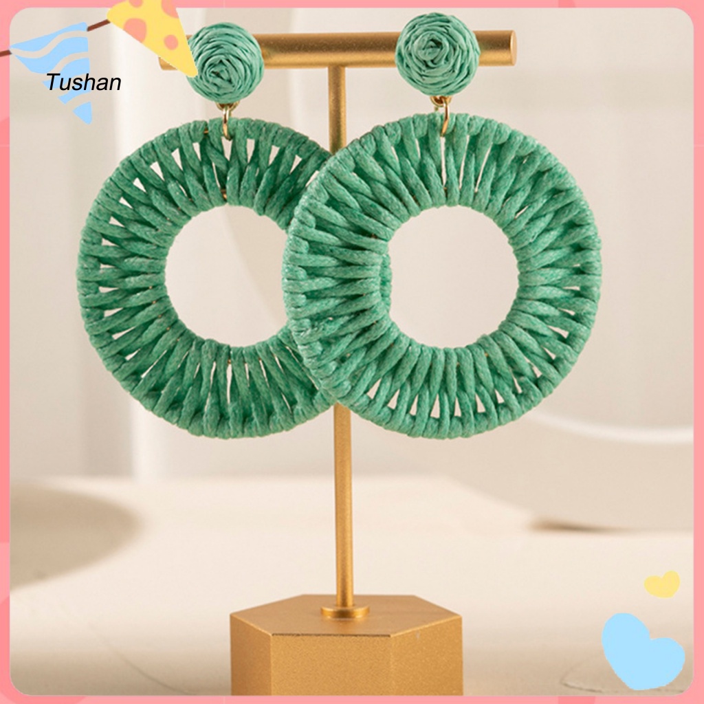 1 Đôi Bông Tai Tròn Màu Sắc Tươi Sáng Thời Trang Đi Biển Cho Nữ