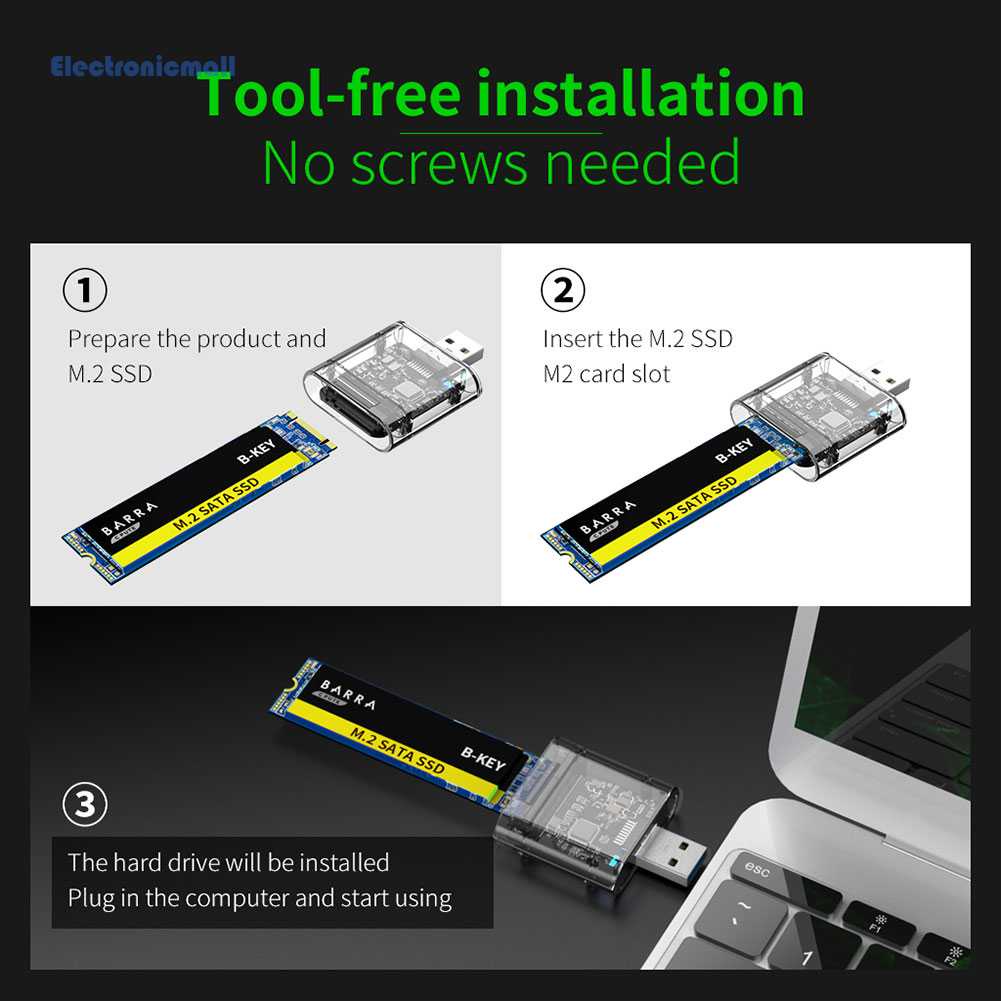 Điện Tử [ElectronicMall01.vn] #Hộp Đựng Ổ Cứng M2 SSD M.2 - USB3.0 Gen 1 5Gbps SATA M.2 NGFF