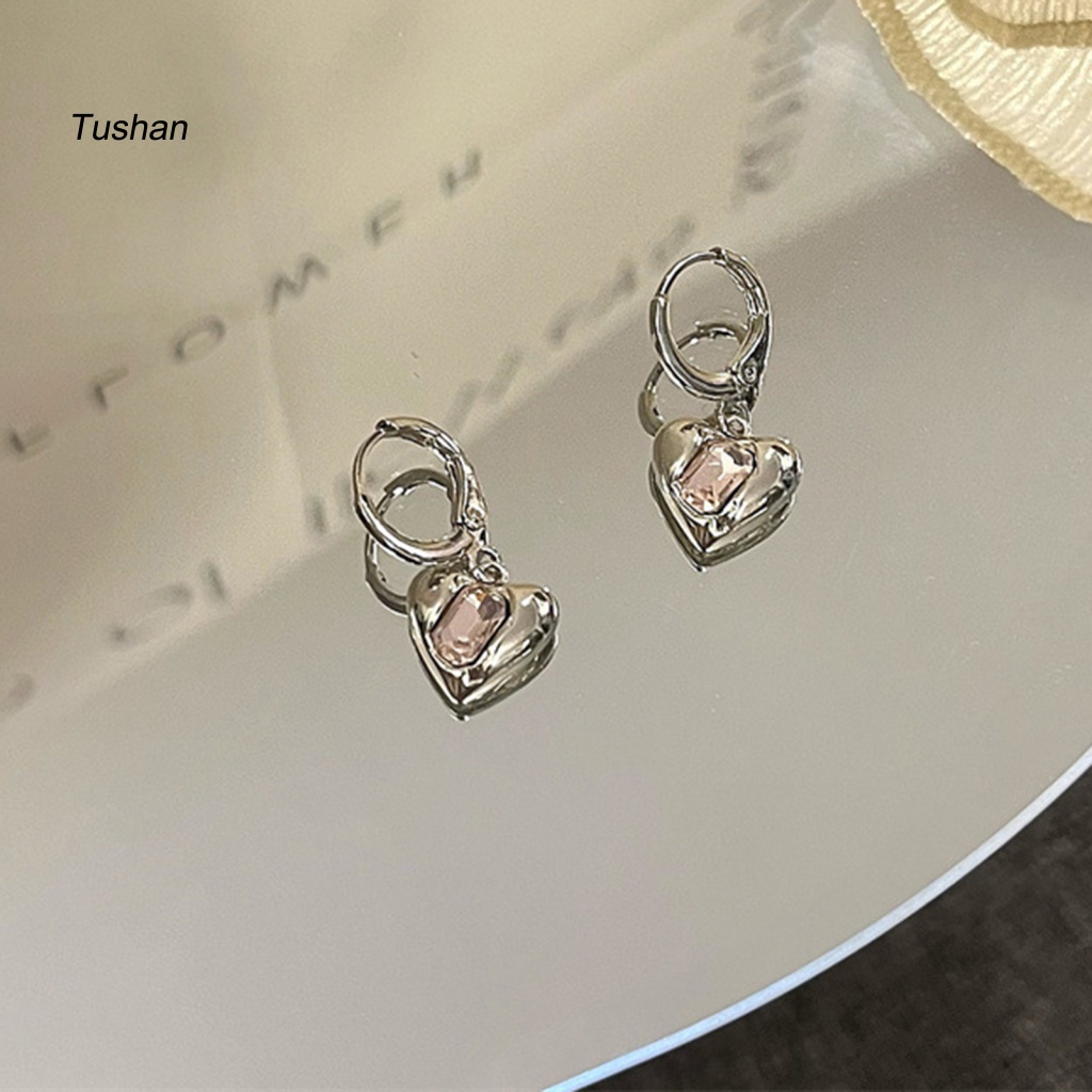 1 Đôi Bông Tai Hình Trái Tim Chống Oxy Hóa Không Phai Màu Thời Trang Cho Nữ