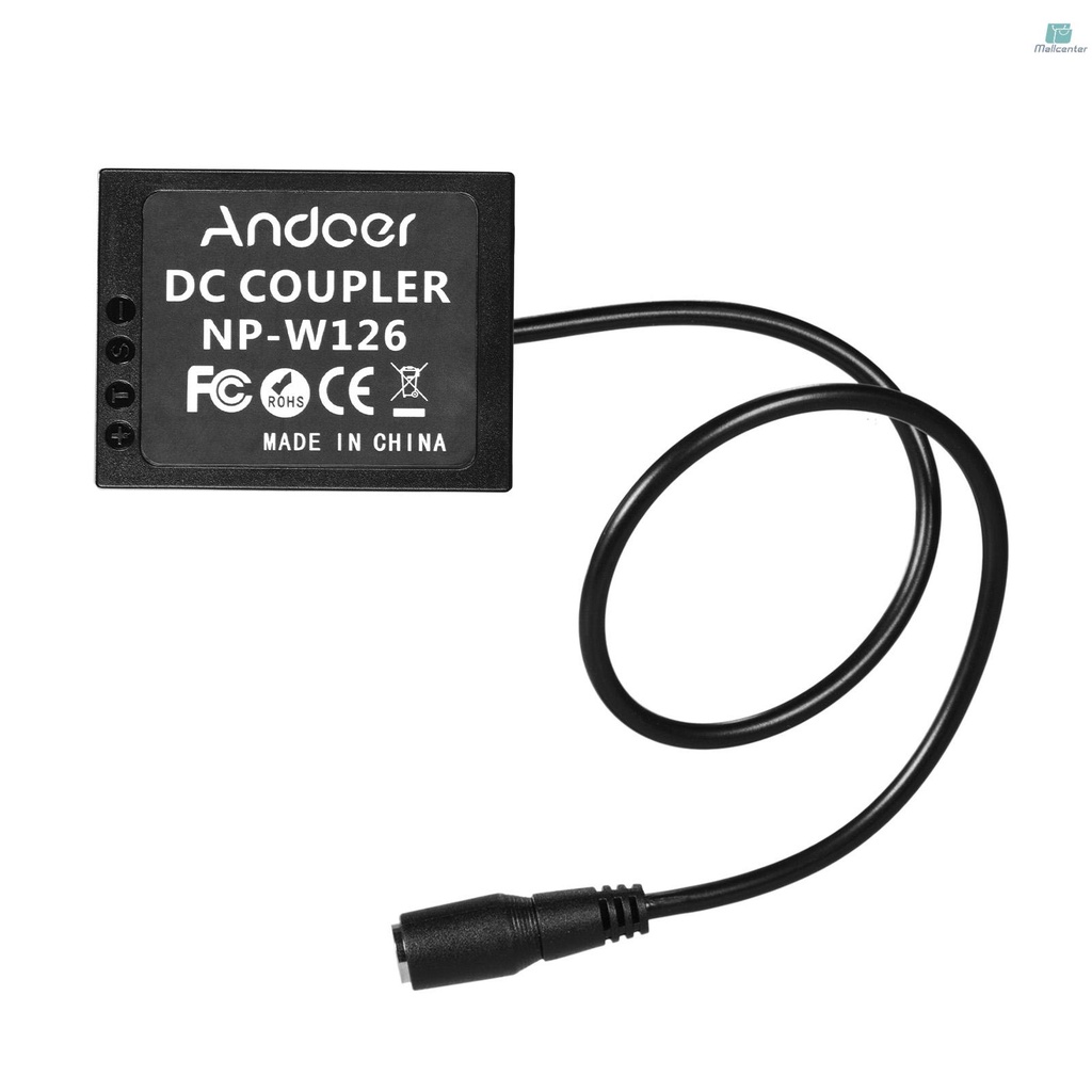 Andoer NP-W126 Dummy Battery Coupler + AC Power Adapter Compatible with Fuji Cameras X-A1/X-A2/X-A3/X-E1/X-E2/X-M1/X-Pro/X-T1/X-T2/X-T10/HS33EXR/HS35EXR/HS50EXR