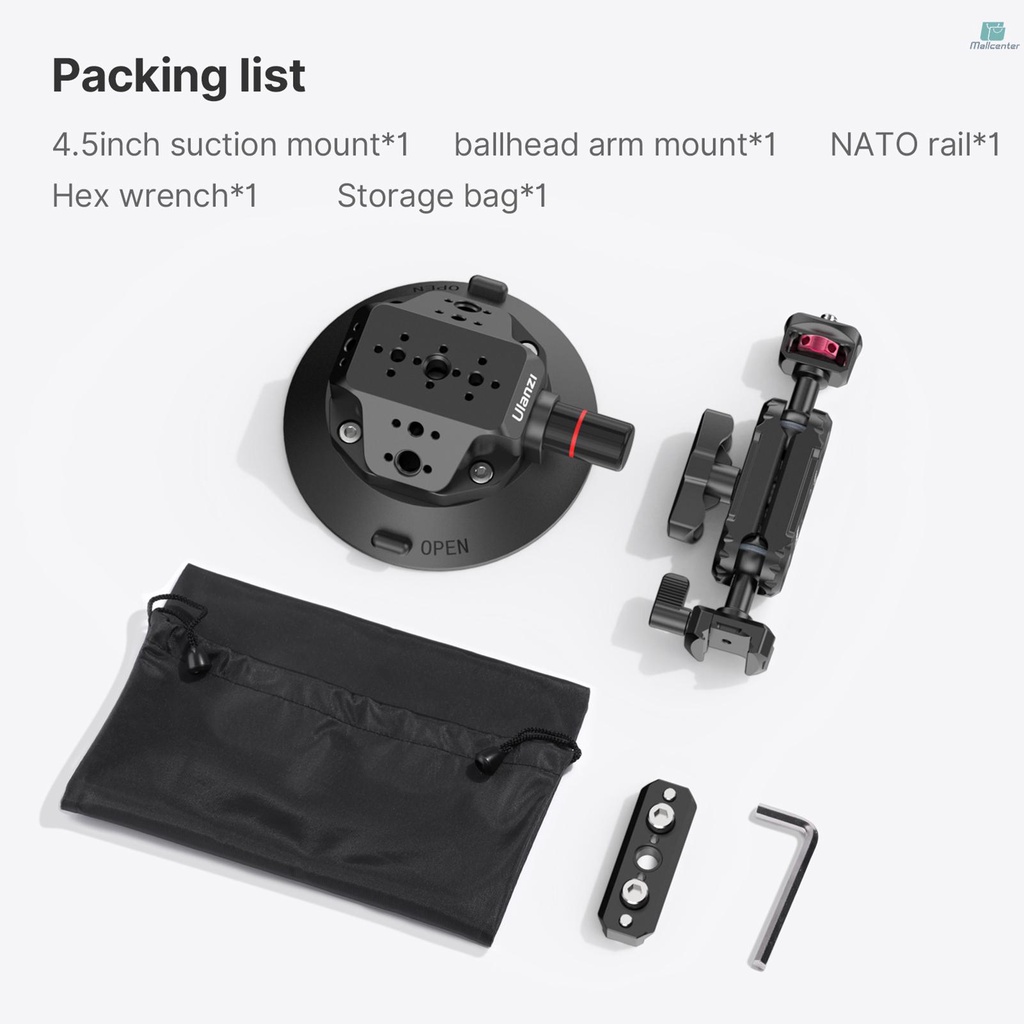 Ulanzi SC-02 4.5 Inch Suction Cup Mount for Phone Suction Camera Mount Dual 360° Rotatable Ballheads 3kg Load Weight for Sports Cameras Mirrorless Cameras