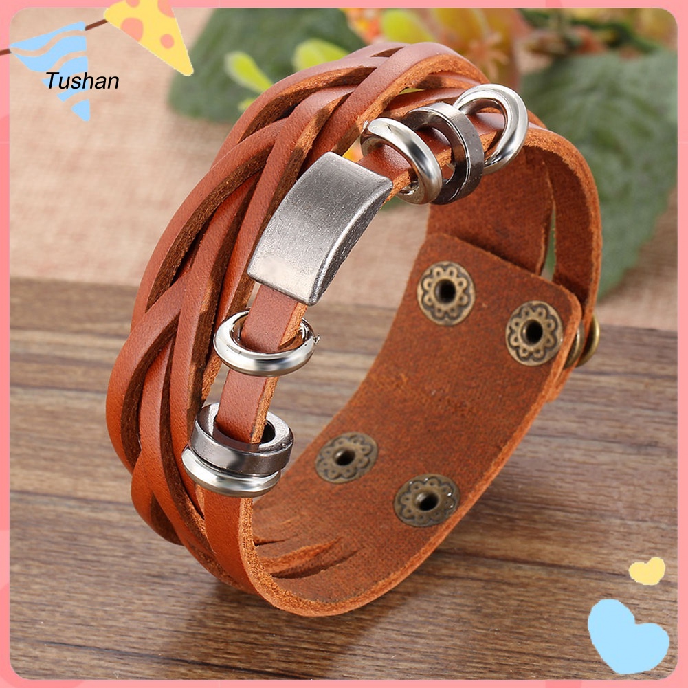 Vòng Đeo Tay Giả Da Kiểu Dáng Vintage Thời Trang Cho Nam