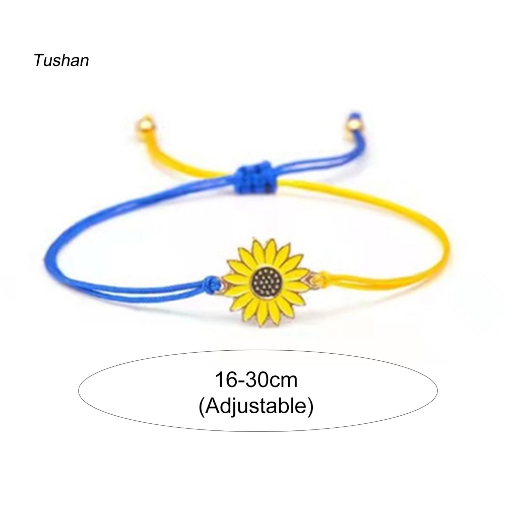 Vòng Tay Tình Bạn Mặt Hoa Hướng Dương Màu Sắc Tươi Sáng Có Thể Điều Chỉnh