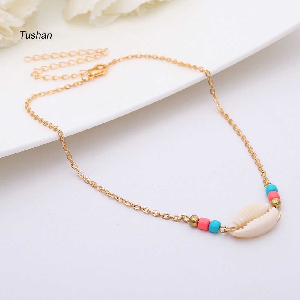 Vòng Cổ Choker Phối Hạt Hình Vỏ Sò Phong Cách Bohemian Thời Trang