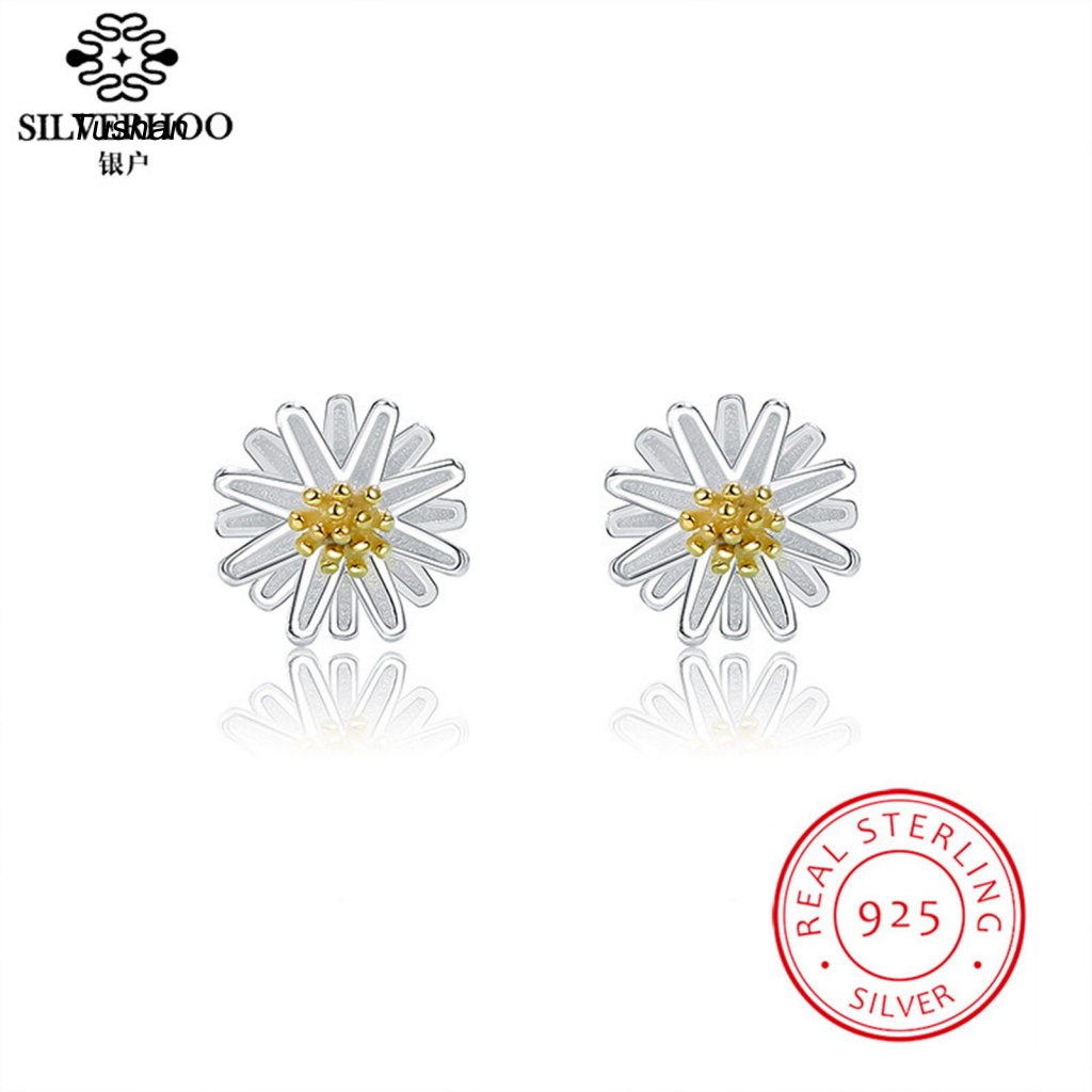 1 Đôi Bông Tai Mạ Bạc 925 Hình Hoa Đính Đá Sang Trọng