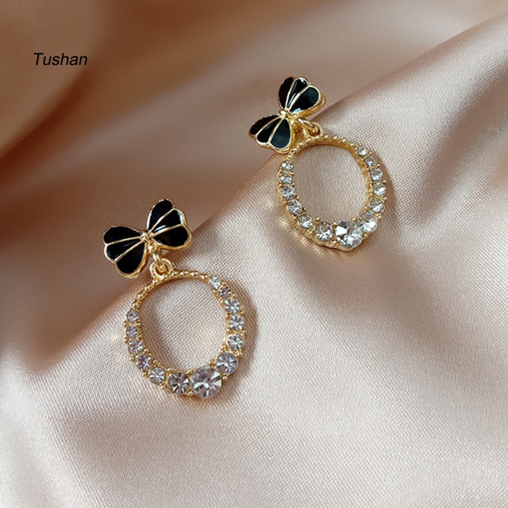 1 Đôi Bông Tai Hình Trái Tim Đính Đá Lấp Lánh Dành Cho Nữ