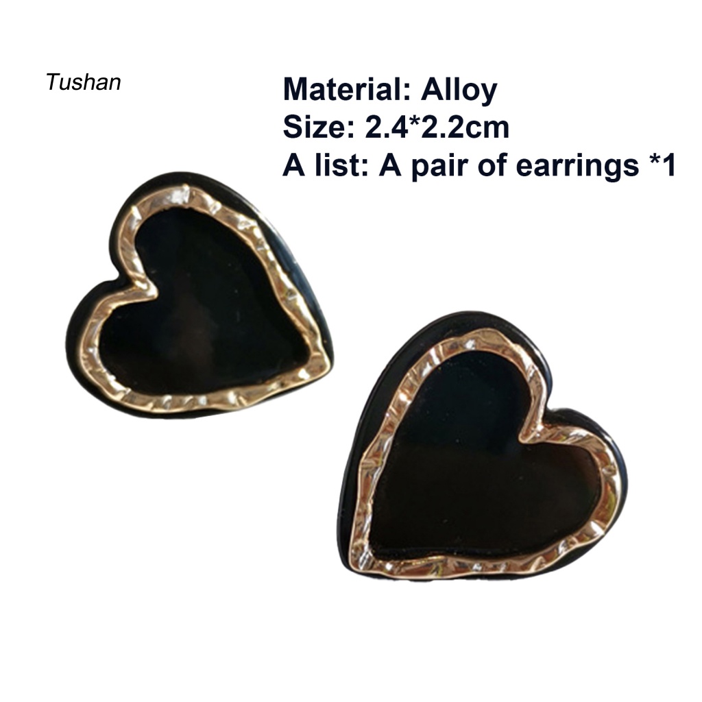1 Đôi Bông Tai Hình Trái Tim Tráng Men Thời Trang Dành Cho Nữ