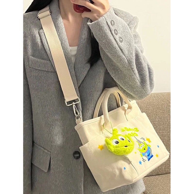 túi tote đeo chéo túi tone Túi Tote Đeo Chéo Ba Mắt Sức Chứa Lớn Bằng Vải Bạt Hình Disney Cho Nữ