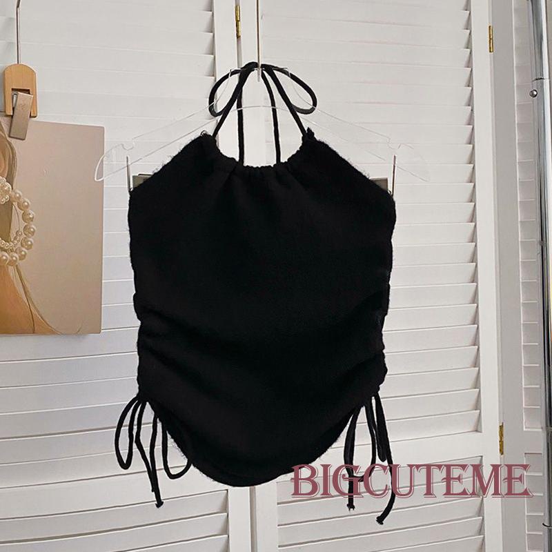 Áo Hai Dây Rút Dây Màu Sắc Trơn Thời Trang Mùa Hè Cho Nữ