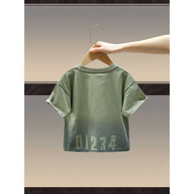 Áo Thun Cotton Ngắn Tay Màu Gradient Phong Cách Hàn Quốc Mới Cho Bé Trai