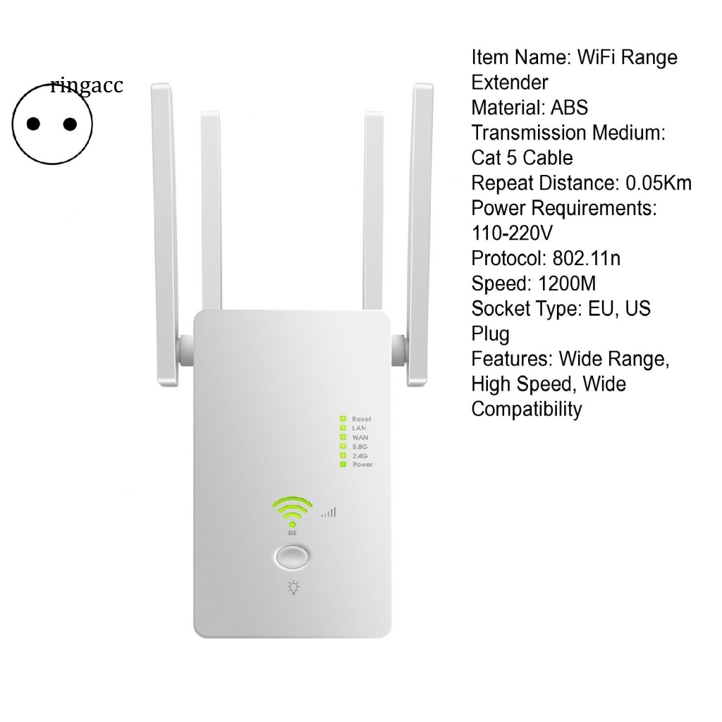 Thiết Bị Khuếch Đại Tín Hiệu WiFi Băng Tần Kép Tốc Độ Cao 1200Mbps 2.4G 5G