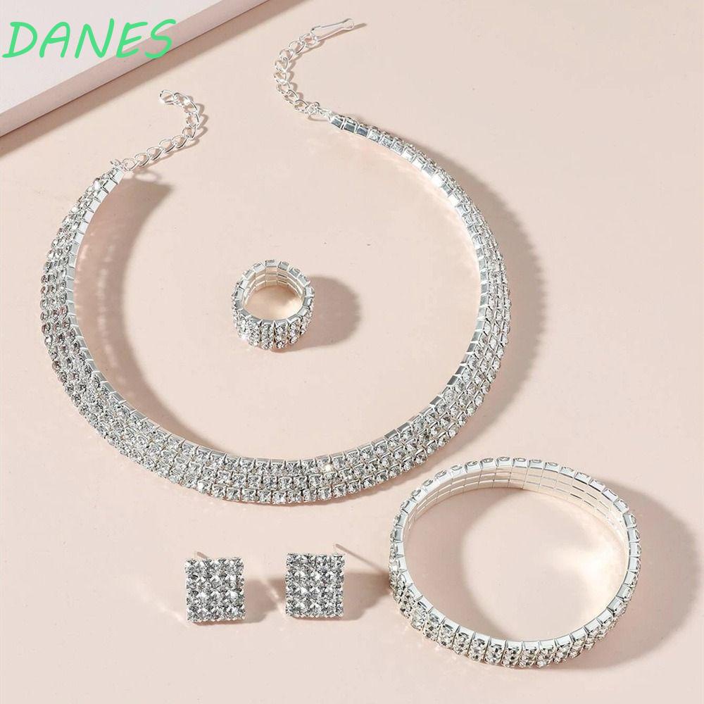 Bộ Trang Sức Đính Đá Lấp Lánh Phong Cách Hàn Quốc Cổ Điển