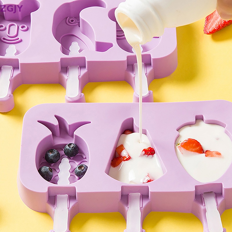 Khuôn Silicon Làm Kem Que Hình Động Vật Hoạt Hình Dễ Thương Mới