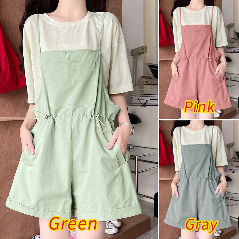 Zanzea Quần Yếm Dây Rút Phong Cách Hàn Quốc Trẻ Trung Dành Cho Nữ