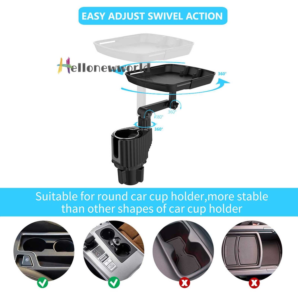 Khay Đựng Thức Ăn Hình Vuông Có Thể Xoay Tiện Dụng Cho Xe Hơi