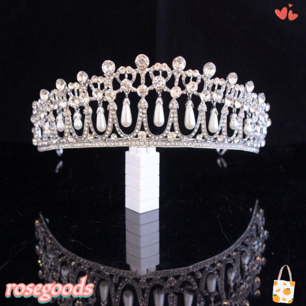 Vương Miện Cô Dâu Đính Hoa Hồng Sang Trọng|Băng Đô Cài Tóc Cho Cô Dâu