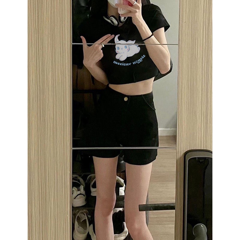 Áo baby tee Thun croptop nữ Ngắn Tay Dáng Ôm In Họa Tiết Thời Trang Mùa Hè 2023 Mới Cho Nữ