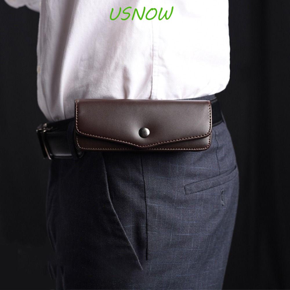 Unow Hộp Đựng Mắt Kính Đọc Sách Bằng Da PU Đơn Giản Và Trung Bình Dùng Cho Người Lớn Tuổi Hung Trên Dây Nịt