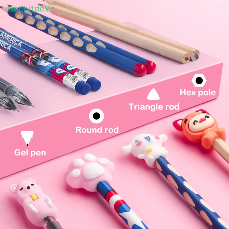 Set 10 Nắp Đậy Bút Chì Bằng Silicon Cao Su Mềm Họa Tiết Hoạt Hình Dễ Thương