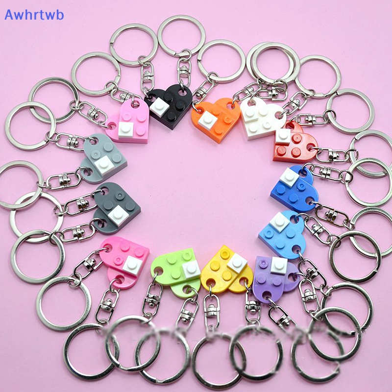 1 / 2 Cặp / 2 Móc Khóa Tình Bạn Hình Viên Gạch Trái Tim Dễ Thương Mới