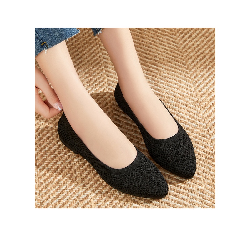 Giày Búp Bê Mềm Mại Mũi Nhọn Màu Trơn Thoáng Khí Cho Phụ Nữ Mang Thai