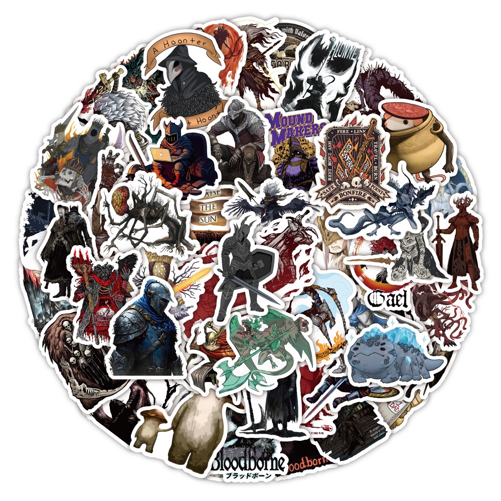 J· Hình Dán Chống Nước Bloodborne Trò Chơi Điện Tử Mũ Bảo Hiểm Máy Tính Xách Tay Hành Lý Dán Thiết Lập, 50 tờ