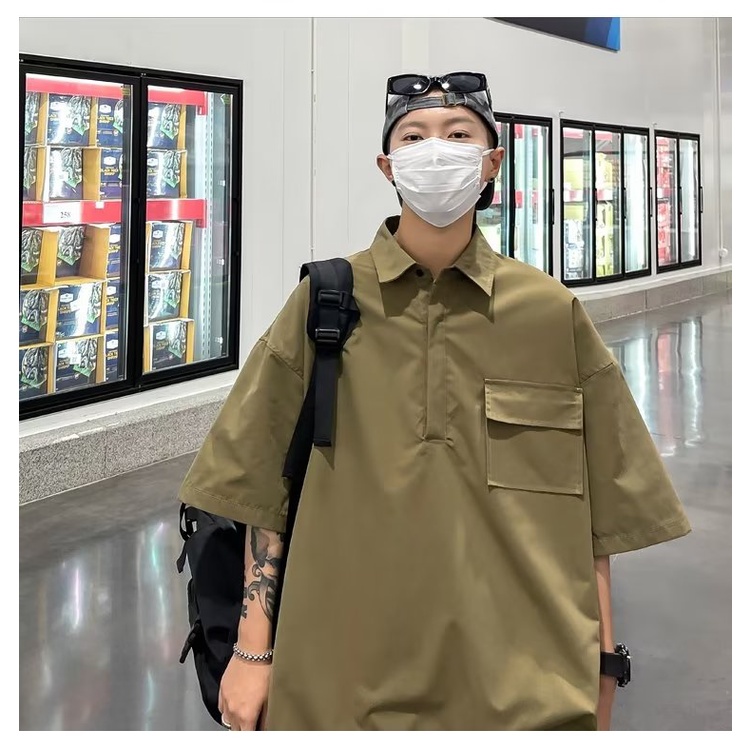 Áo Thun polo Tay Ngắn Dáng Rộng Phong Cách Đường Phố Nhật Bản Thời Trang Mùa Hè Cho Nam