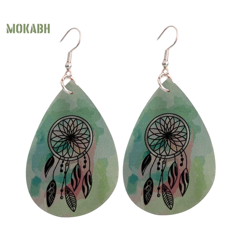 1 Đôi Bông Tai Hình Giọt Nước Nhuộm Giả Da Thời Trang