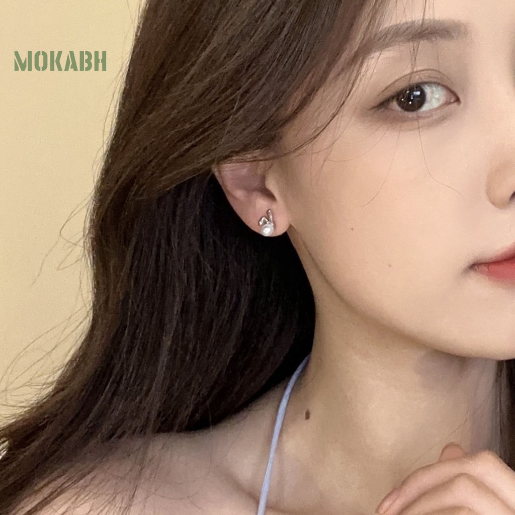 1 Đôi Bông Tai Hình Thỏ Đính Ngọc Trai Giả Bằng Hợp Kim Thời Trang Dành Cho Nữ