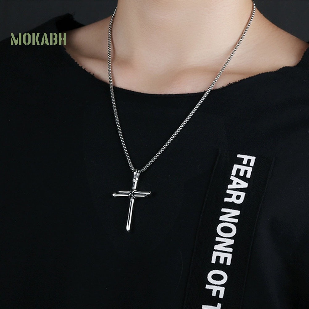 Vòng cổ Thép Titan Mặt Thánh Giá Thời Trang Cho Nam Nữ