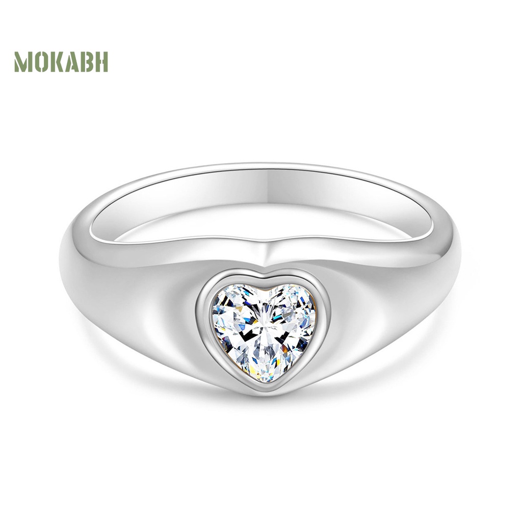 Nhẫn Hình Trái Tim Bằng Thép Không Gỉ Không Gây Dị Ứng Đính Đá Thời Trang Dành Cho Nữ