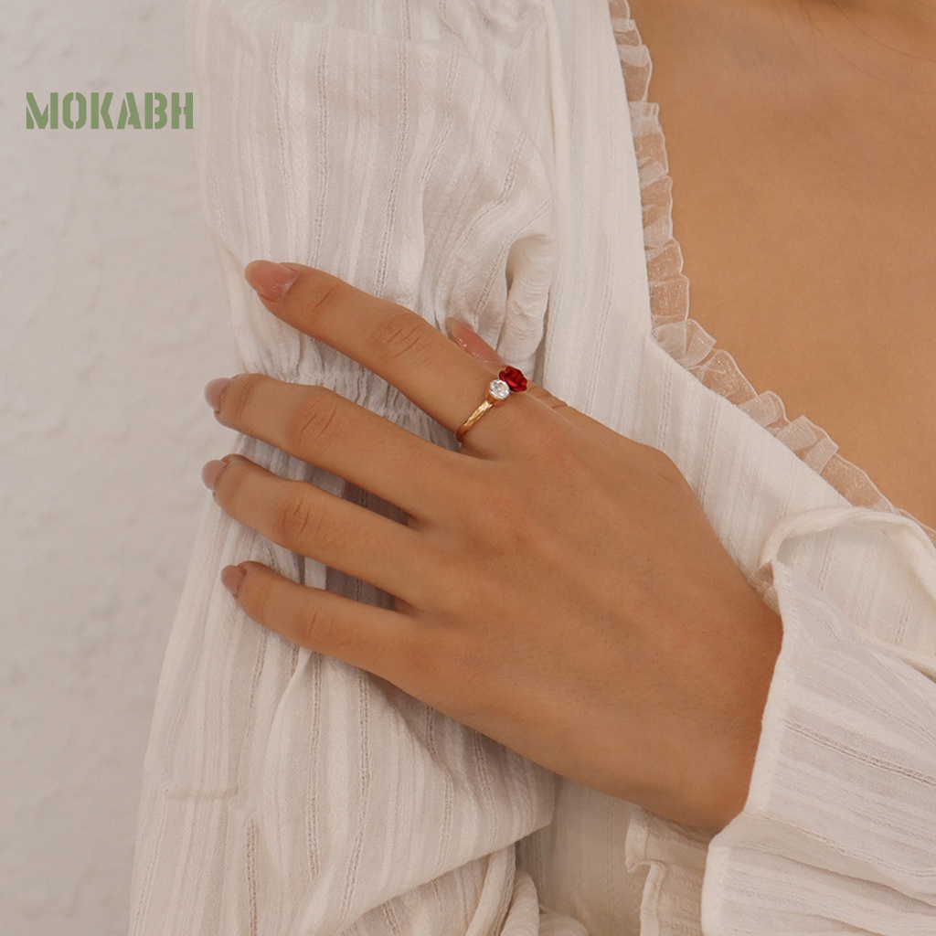 1 Bộ Vòng cổ Và Bông Tai Dáng Dài Đính Đá Màu Đỏ Tương Phản Thời Trang Dành Cho Nữ