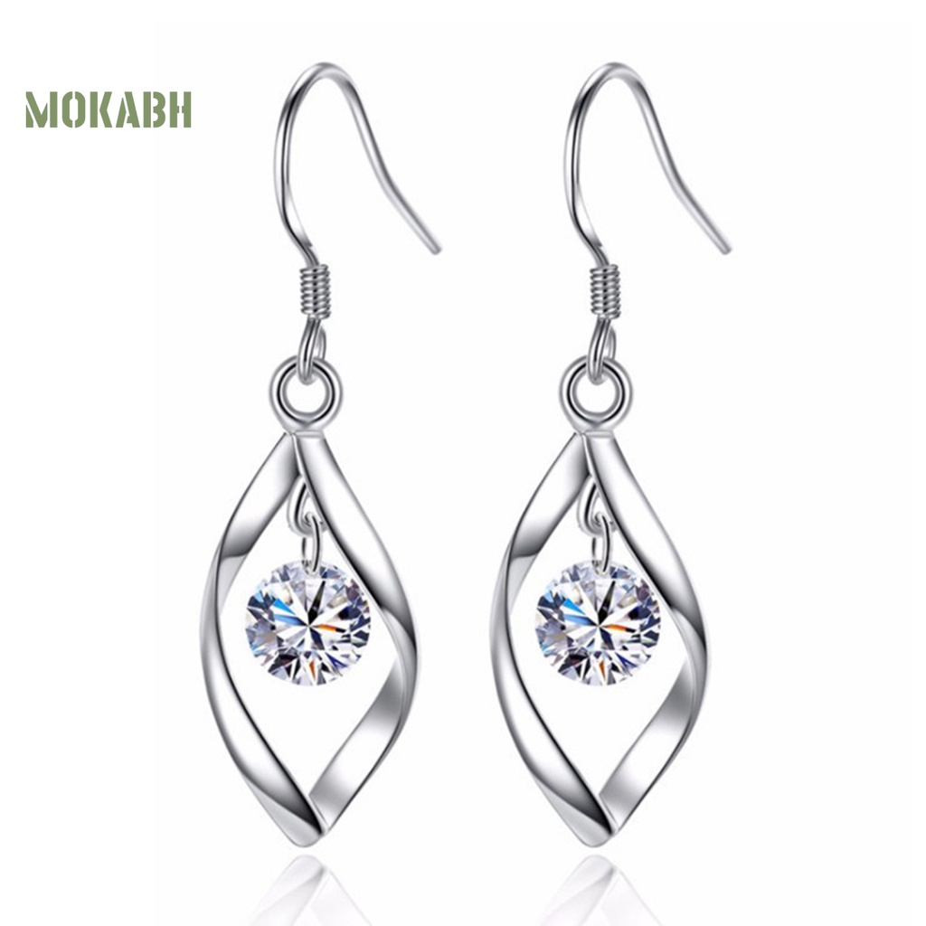 Bộ Vòng cổ + Bông Tai Dáng Dài Hình Học Xoắn Sáng Lấp Lánh Thời Trang Cho Nữ